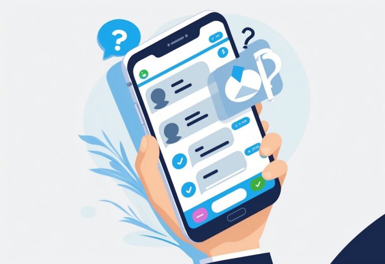 Pessoa segurando um celular com a tela mostrando uma conversa de aplicativo de mensagens, onde o perfil do contato está esmaecido e há um único símbolo de mensagem enviada.